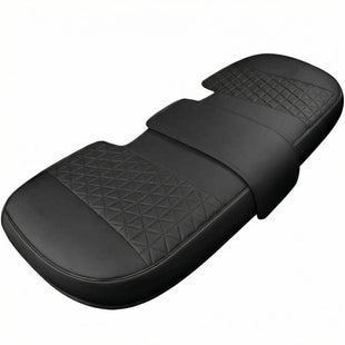 Luxury PU Leather Rear Car Seat Cover Adjustable Length (49-55) Back Seat Protector Fits 90% Vehicles (Sedan SUV Truck) for Seat Bottom Only Triangle Quilting Design Black