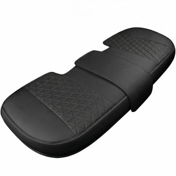 Luxury PU Leather Rear Car Seat Cover Adjustable Length (49-55) Back Seat Protector Fits 90% Vehicles (Sedan SUV Truck) for Seat Bottom Only Triangle Quilting Design Black