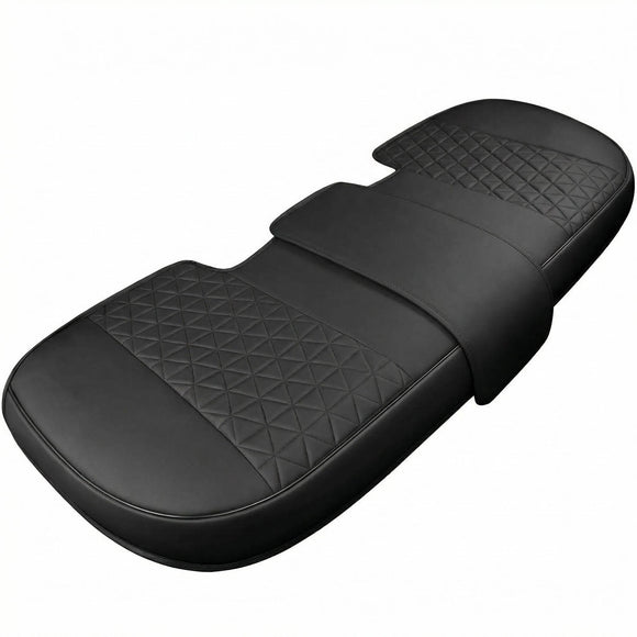 Luxury PU Leather Rear Car Seat Cover Adjustable Length (49-55) Back Seat Protector Fits 90% Vehicles (Sedan SUV Truck) for Seat Bottom Only Triangle Quilting Design Black