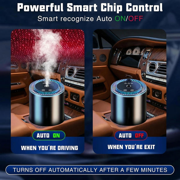 Smart Car Air Freshener Diffuser with Starry Sky Projection and 50ml Perfume 3 Mode Adjustable Rechargeable Car Aroma Diffuser Auto On/Off Intelligent Cologne