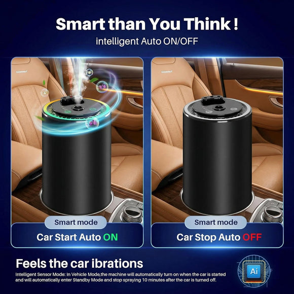 Smart Car Air Freshener Star Ambiance Roof and Premium Design Healthy Eco-Friendly Fragrance Auto On/Off 3 Adjustable Modes Black Air Freshener Perfect for Car Bedroom Office Restrooms.