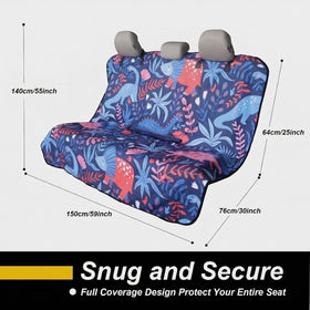 Back Seat Cover for Car Trucks Van SUV Waterproof Rear Bench Towel Seat Covers for Dogs and Kids Automotive Backseat Protector (Dinosaur) - 0