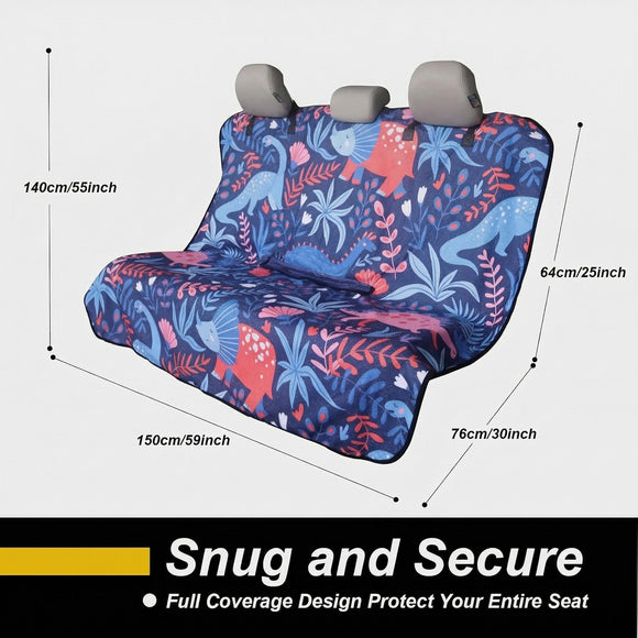 Back Seat Cover for Car Trucks Van SUV Waterproof Rear Bench Towel Seat Covers for Dogs and Kids Automotive Backseat Protector (Dinosaur)