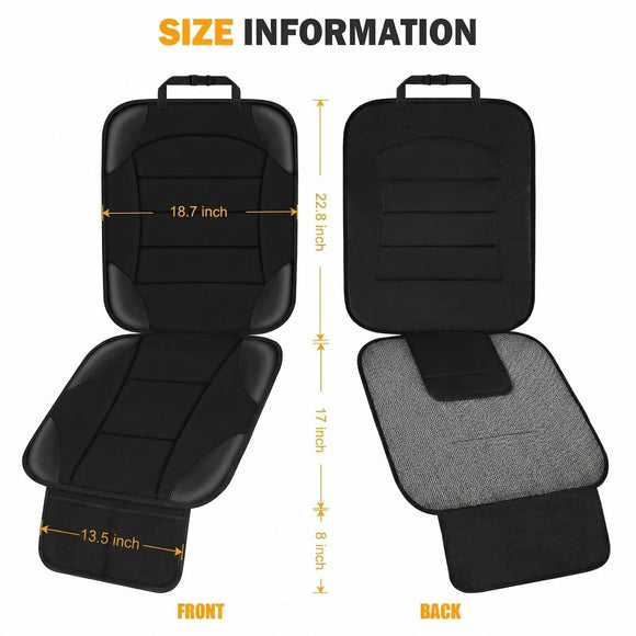 Car Seat Protector for Child Car Seat Waterproof Car Seat Cover for Leather and Fabric Seats 2 Mesh Pockets Non-Slip Bottom Thick Padding Cushion (Black)