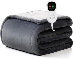 Heated Blanket Electric Throw - 50x60 Heating Blanket Throw 1/2/4/6/8 Hours Auto-Off 10 Heat Level Over-Heat Protection Flannel Sherpa ETL Certification