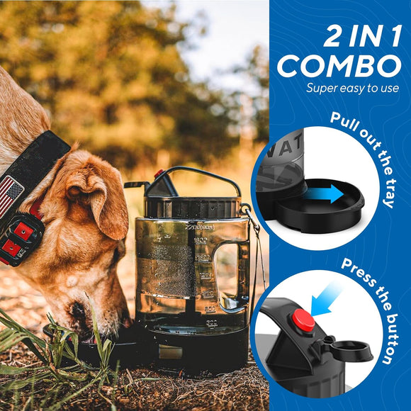 Portable Dog Travel Water Bottle 77oz Large Travel Water Bowl for Dogs Camping Hiking Beach Hunting Essentials Big Pet Bottles Bowl Water Dispenser for On The Go Park Car Walking Accessories