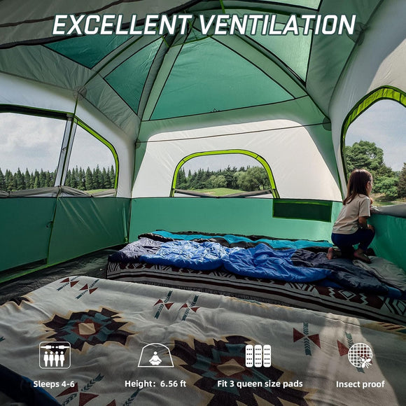 SUV Tents for Camping 6 Person Waterproof Car Family Camping Tent with Tailgate Attachment for SUV Jeep Truck with Cap Easy Setup Large Tent for Outdoor Camping Dark Green