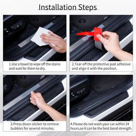 Car Door Threshold Protection 4PCS Door Edge Step Dust Shield Cover Door Width 23.6x2.36inch Car/SUV Universal Rubber Scratch Resistant Exterior Accessories (Black) - 0