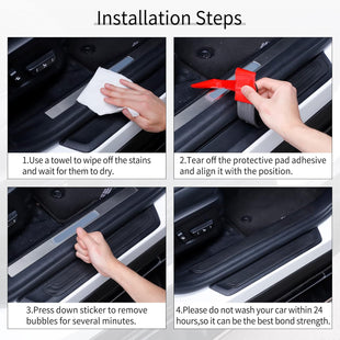 Car Door Threshold Protection 4PCS Door Edge Step Dust Shield Cover Door Width 23.6x2.36inch Car/SUV Universal Rubber Scratch Resistant Exterior Accessories (Black)