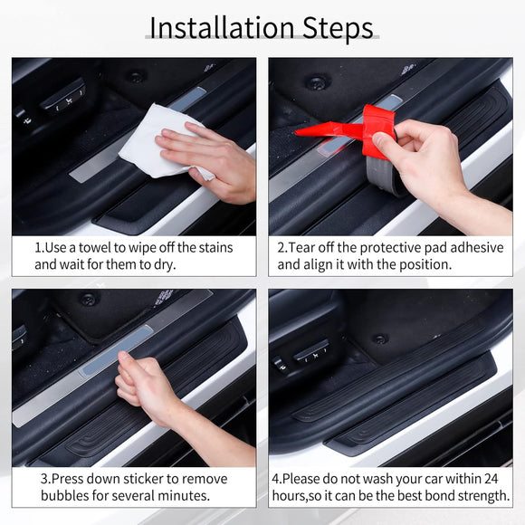 Car Door Threshold Protection 4PCS Door Edge Step Dust Shield Cover Door Width 23.6x2.36inch Car/SUV Universal Rubber Scratch Resistant Exterior Accessories (Black)