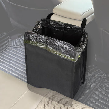 3 Gallons Open-Top Car Trash Can Large Capacity Hanging Leakproof Car Trash Bag with Water-proof PEVA Liner Stand Trash Bag for Cars Foldable Storage Bag for Cars SUV Truck RV Black