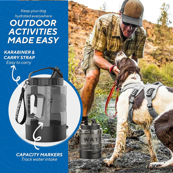 Portable Dog Travel Water Bottle 77oz Large Travel Water Bowl for Dogs Camping Hiking Beach Hunting Essentials Big Pet Bottles Bowl Water Dispenser for On The Go Park Car Walking Accessories