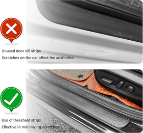 4PCS Car Door Sill Protector Anti-Scratch & Waterproof Car Door Sills Scratch Protection Universal Car Exterior Accessories Automotive Door Entry Guard for Car Truck SUV (Black Width 1.57) - 0