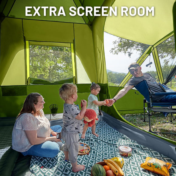 5-9 Person SUV Tent with Screen Porch and Awning for Family Camping Weather Resistant and Portable Van or Car Tent Includes Rainfly and Storage Bag 13 W X 10 L X 7.1 H Green