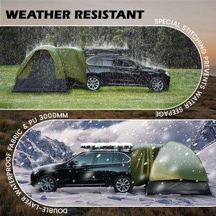 SUV Tent for Camping with Rainfly Waterproof PU3000mm Double Layer Design Car Tents for Camping SUV SUV Tailgate Tent for Outdoor with Storage Bag for SUV Van Jeep Pickup 8W x 8L x 7.2H