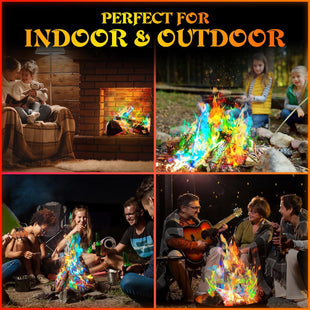 Fire Color Changing Packets - Fire Pit Campfires Outdoor Fireplaces Bonfire - Fire Color - Perfect Fire Camping Accessories for Kids & Adults (12 Pack)