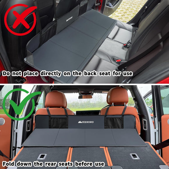 Car Rear Seat Mattress Extension Plate Foldable Car Back Seat ExtenderPortable Mattress for Sleeping Increase Travel Trunk Space and Car Bed Camping Space for Car SUV Model Y/3