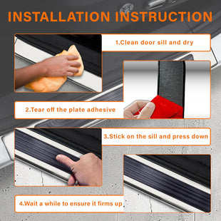 4PCS Car Door Sill Protector Universal Threshold Protection for Cars Automotive Rubber Scratch Resistant Entry Sill Guards Doors Edge Step Dust Shield Cover for Car/SUV