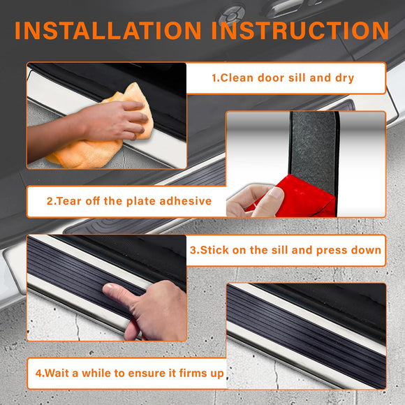 4PCS Car Door Sill Protector Universal Threshold Protection for Cars Automotive Rubber Scratch Resistant Entry Sill Guards Doors Edge Step Dust Shield Cover for Car/SUV