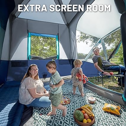 5-9 Person SUV Tent with Screen Porch and Awning for Family Camping Weather Resistant and Portable Van or Car Tent Includes Rainfly and Storage Bag 13 W X 10 L X 7.1 H Blue