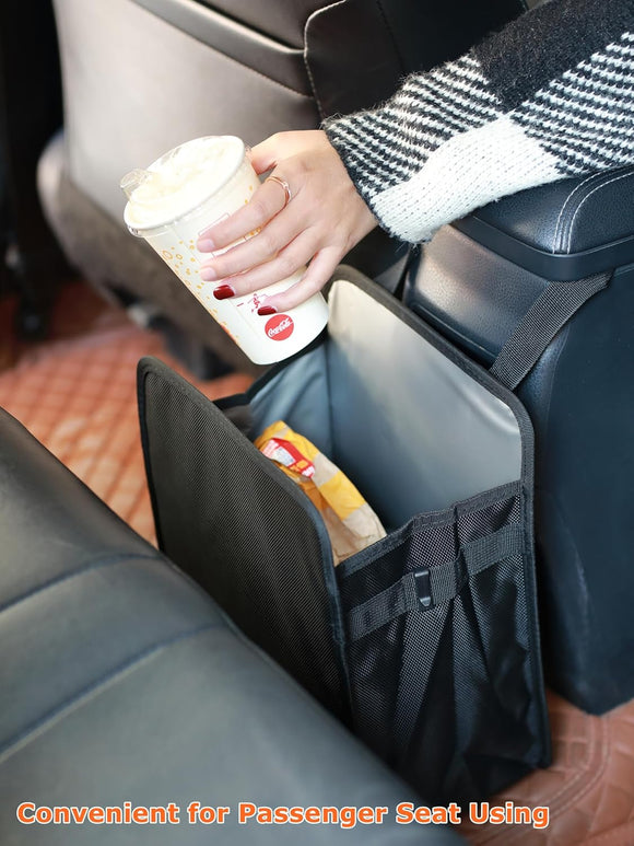 3 Gallons Open-Top Car Trash Can Large Capacity Hanging Leakproof Car Trash Bag with Water-proof PEVA Liner Stand Trash Bag for Cars Foldable Storage Bag for Cars SUV Truck RV Black