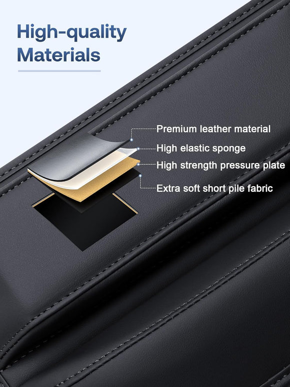 Universal Fit Car Gap Filler, Premium Leather Car Seat Gap Filler Organizer, Car Organizer Car Accessories for Women Men, Car Essentials for Car SUV Truck (Black, 1 Pack)