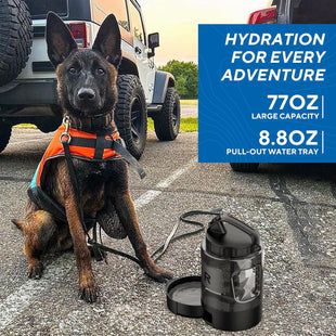 Portable Dog Travel Water Bottle 77oz Large Travel Water Bowl for Dogs Camping Hiking Beach Hunting Essentials Big Pet Bottles Bowl Water Dispenser for On The Go Park Car Walking Accessories