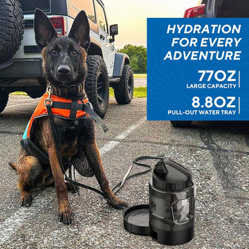 Portable Dog Travel Water Bottle 77oz Large Travel Water Bowl for Dogs Camping Hiking Beach Hunting Essentials Big Pet Bottles Bowl Water Dispenser for On The Go Park Car Walking Accessories