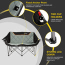 Oversized Fully Padded Camping Chair Folding Loveseat Camping Couch Double Duo Chair Heavy Duty Quad Fold Arm Chair with Cup Hold - Supports 650 LBS Black-4