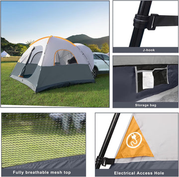 SUV Dome Tent for Camping Outdoor 6 Person Car Camping Tent Easy Set Up SUV Tailgate Tent with Rainfly 10 x 10 Vehicle Camping Tent - 0