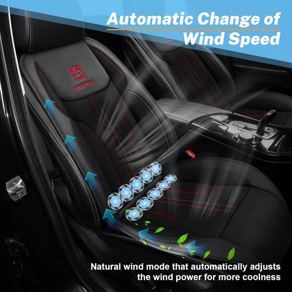 Cooling Car Seat Cushion Front Seat 12V&24V Cooling Seat Cover for Cars with 10 Fans Rapid Cooling with Automatic Start and Pause Seat Cushion (Black)