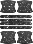 8pcs Bling Car Door Handle Protector Stickers Crystal Rhinestone Glitter Car Door Handles Cup Scratch Protectors Decals Universal (Black)-1