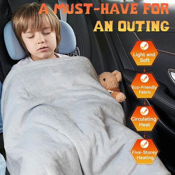 12V Heated Blanket for car Machine Washable Car Electric Blanket Heated Travel Blanket Plug in Flannel Heating Throw for Car Truck SUV Van 40x55 with Controller 3 Heating Level