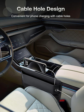 Universal Fit Car Gap Filler, Premium Leather Car Seat Gap Filler Organizer, Car Organizer Car Accessories for Women Men, Car Essentials for Car SUV Truck (Black, 1 Pack) - 0