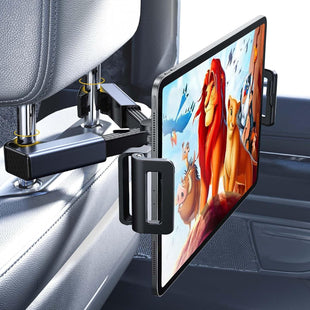 Tablet Holder for Car Headrest iPad Car Holder Back Seat Travel Accessories Long Road Trip Essentials for Kids Black Tablet Stand for iPad Pro Air Mini Galaxy Fire 4.7-12.9 Devices