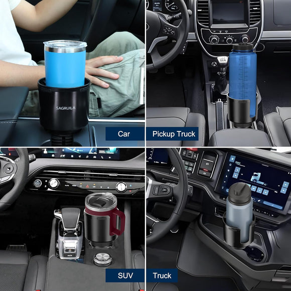 Car Cup Holder Expander Cup Holder Expander for Car with Stretchable Rubber Base Large Cup Holder Adapter Compatible with Yeti Hydro Flask Nalgene Stanley Owala Bottles in 2.8-4.13 1 Pack
