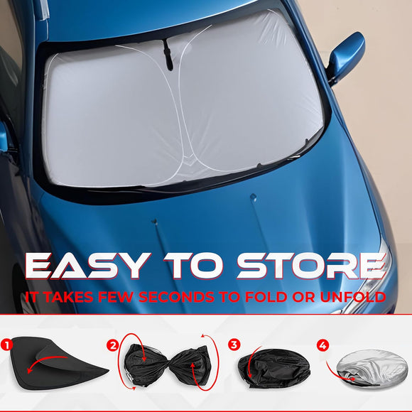 AutoTech Park Foldable Sunshade Compatible with 2025 GMC TERRAIN, UV Reflective and Easy Storage, Custom-fit Car Windshield  Sun Shade