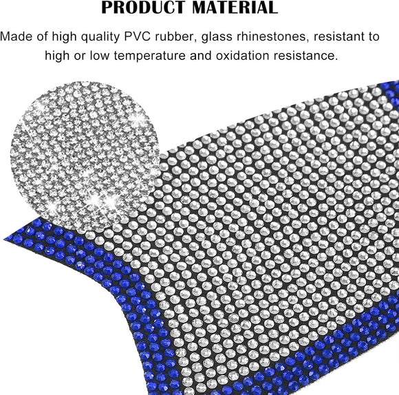 8pcs Bling Car Door Handle Protector Stickers Crystal Rhinestone Glitter Car Door Handles Cup Scratch Protectors Decals Universal (White & Blue)