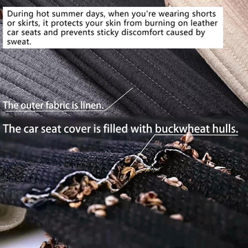 Car Seat Covers Universal Car Seat Covers Pads Mat Buckwheat Hull Bottom Seat Covers for Cars Cooling Seat Covers Breathable Comfortable Ventilated (Beige Front Seat) - 0