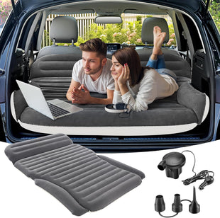Inflatable SUV Air Mattress for Car Truck & Camping Portable Thickened Car Bed for Travel Includes 2 Pillows & Electric Pump