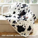 Cow Print Heated Throw Blanket Electric Blanket-Heating Blanket Throw with 10 Heat Levels & 10 Hours Auto Off Cozy Soft Fleece Sherpa Washable 50 x 60 Inches Cow Print White-3