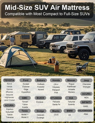 SUV Air Mattress for Trunk: Upgraded Car Camping Mattress with Flocked Surface and Extra Thick Bottom Van Sleeping Bed for Back Seat with Pump Nozzle Repair Patch Carry Bag