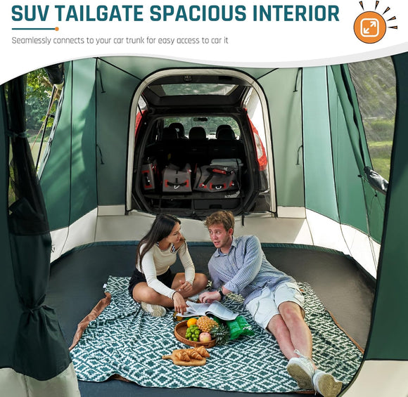 SUV Tent with Screen Porch 5 Person Car Tents for Camping SUV Tailgate Tent for Outdoor Van Car Camping with Movie Screen 12x10x87in(H)