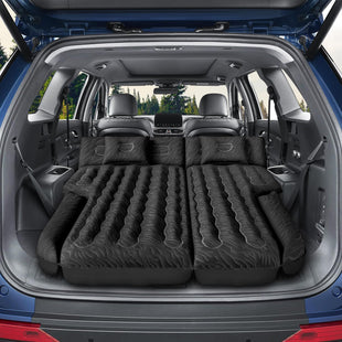 Inflatable SUV Air Mattress Bed Car Mattress for SUV Double-Sided Flocking Travel Camping Bed Car Sleeping Mattress for Universal SUV with Air Pump 2 Pillows