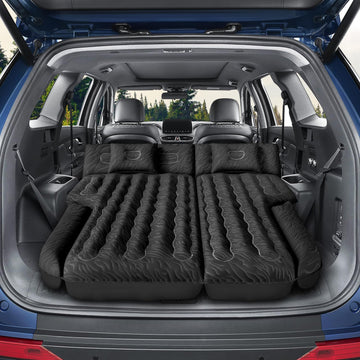 Inflatable SUV Air Mattress Bed Car Mattress for SUV Double-Sided Flocking Travel Camping Bed Car Sleeping Mattress for Universal SUV with Air Pump 2 Pillows
