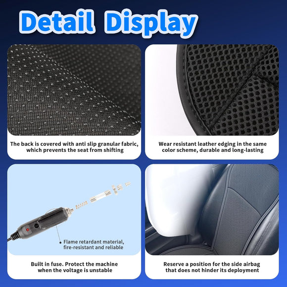 12V Cooling Car Seat Cover with 16 Fans Automotive Seat Cooler Pad for Front Seats Ventilated Car Seat Cushion with Breathable Design & Instant (Seat Cover and Back Cover)