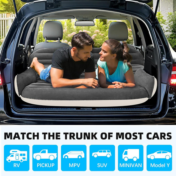 Inflatable SUV Air Mattress for Car Truck & Camping Portable Thickened Car Bed for Travel Includes 2 Pillows & Electric Pump