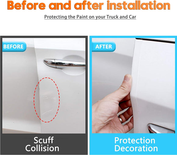 Anti-Scratch Anti-Collision Adhesive Strip Car Door Edge Guard Protector Strip Car Scuff Plate Protectors Transparent Invisible Tape for Rear Bumper/Door(33Ft x 2In)