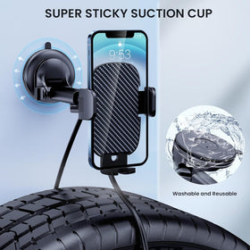 Car Phone Holder Mount Phone Mount for Car Windshield Dashboard Air Vent Universal Hands Free Automobile Cell Phone Holder Fit for iPhone Smartphone Carbon Fiber - 0