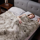 Heated Electric Blanket Throw Soft Faux Rabbit Fur Heating Blanket with 10 Heating Levels 5 Sitting Timer Auto Off 5060 Throw Light Grey Cozy Fast Heating Warm Blanket-3